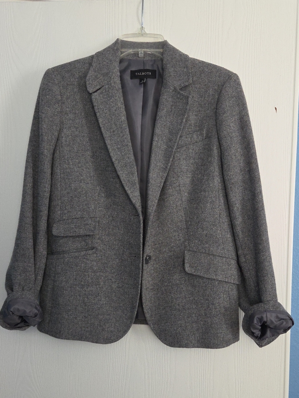 Talbots Gray Wool-Blend Single-Button Blazer